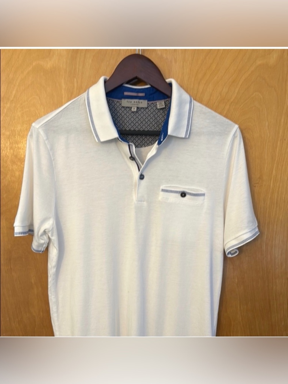 Ted Baker White Polo with Blue Trim